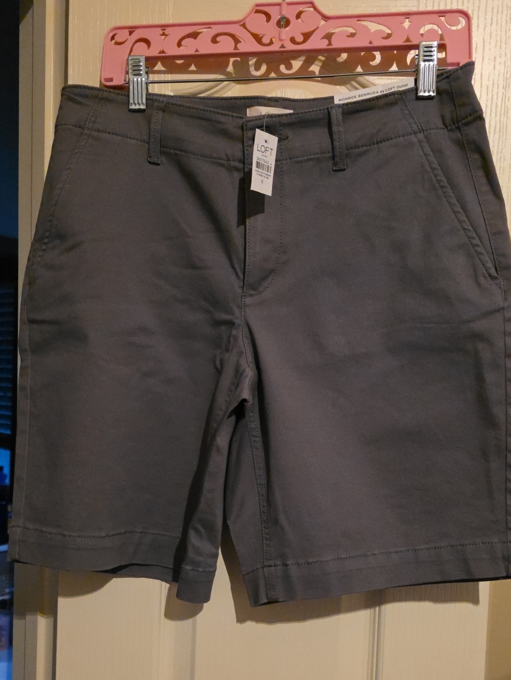LOFT Women's Charcoal Flat-Front Chino Shorts